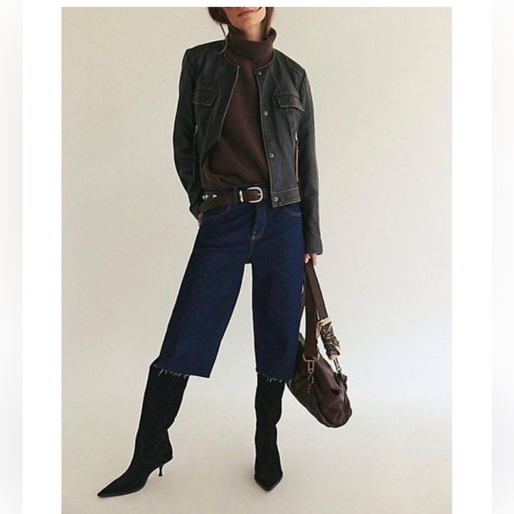 Free People We The Free Jam Session Cropped Jeans Dark Wash NWT​